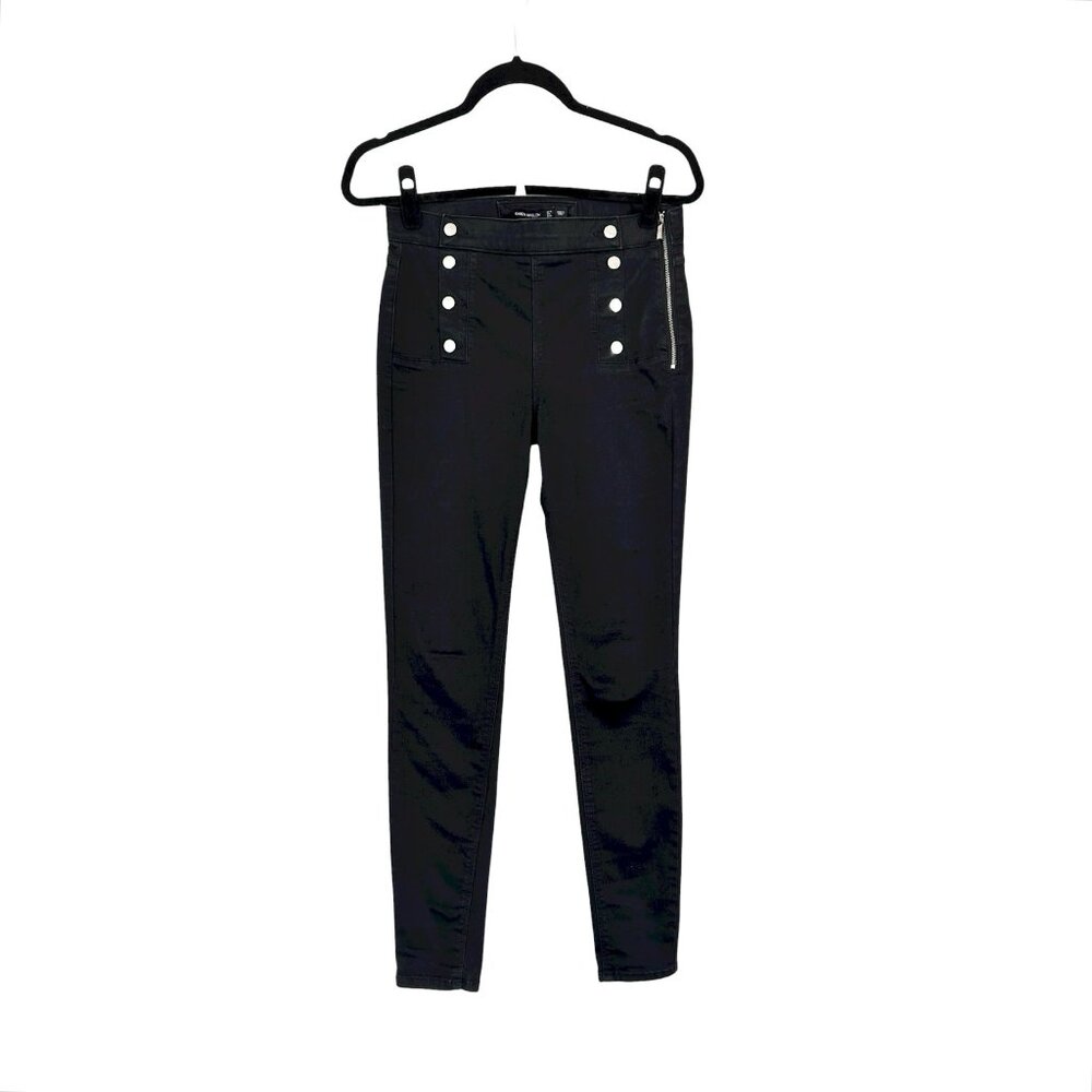 Karen Millen High-Waisted Button Front Skinny Jeans